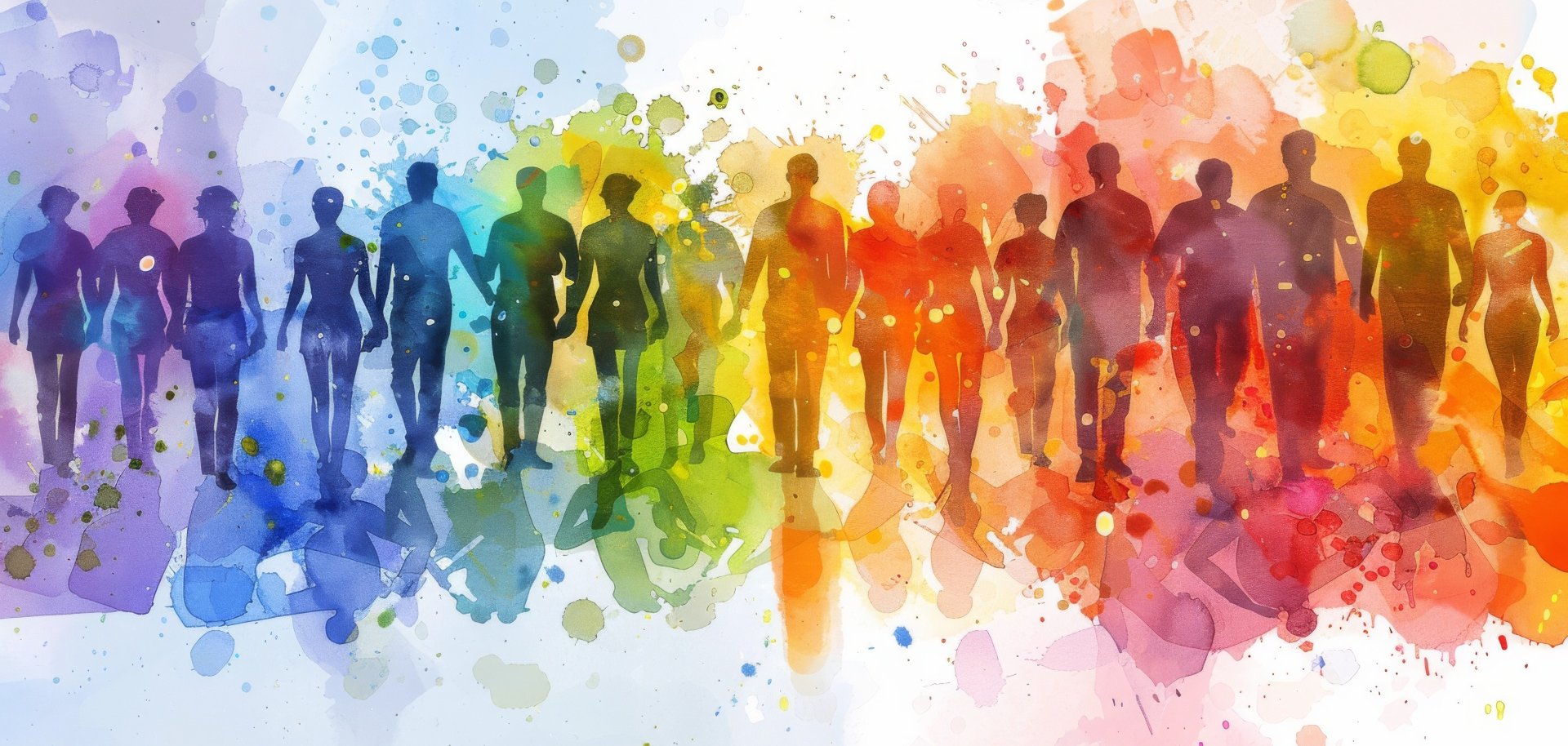 Group of People Standing in Front of Colorful Background