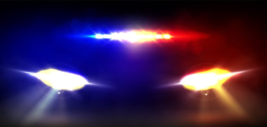 Police car light bar and headlights