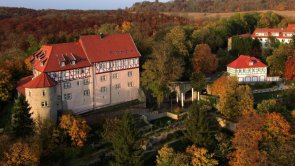 Herbstliches Luftbild von der Burg Bodenstein.
